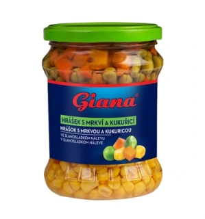 GIANA Hrášok s mrkvou a kukuricou v sladkoslanom náleve 460g /12
