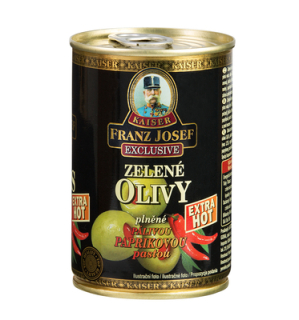 FRANZ JOSEF KAISER Zelené olivy plnené pálivou papričkovou pastou 314ml /12