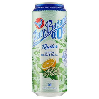 ZLATÝ BAŽANT Radler Citrón Baza & Mäta 0,00% 0,5l ZO