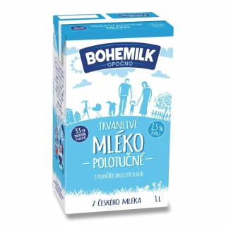 (E) BOHEMILK Mlieko trvanlivé 1,5% 1l/ 12